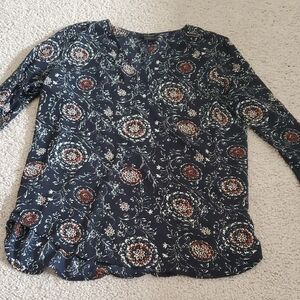 Ann Taylor Navy Floral Blouse